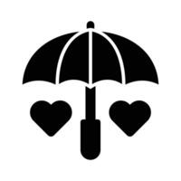 A captivating line style icon of rain romance umbrella with hearts. vector