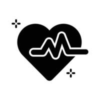 Linear style icon showing heart with lifeline. vector
