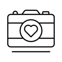 Ready to use outline icon of valentine photography camera.. vector