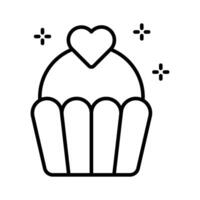 A well crafted line style icon of valentine cupcake with heart topping.. vector