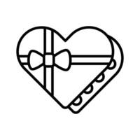 Visually engaging line icon of heart shape chocolate box.. vector