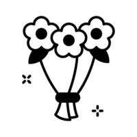 Get a glimpse of this trendy glyph icon showing flower bouquet vector