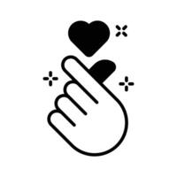 A well crafted glyph icon showing mini love gesture vector