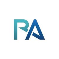 Abstract initial letter RA logo in gradient blue color. vector