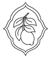 Coloring book. funny frame with lemon. Graphics, cartoon vector