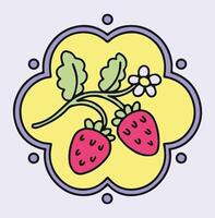 Funny frame with strawberries. Graphics, cartoon vector