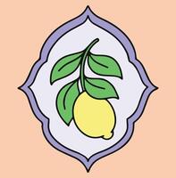 Funny frame with lemon. Graphics, cartoon vector