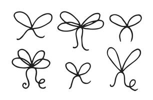 set of bows and festive ribbons. simple illustration in doodle style vector