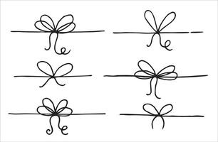 set of bows and festive ribbons. simple doodle illustration vector