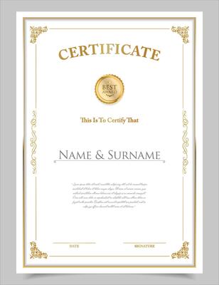 Certificate template diploma vintage border award background winner achievement certificate design
