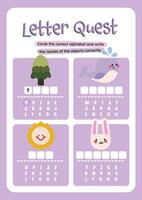 Printable kawaii worksheet with colorful objects for kids to circle and label each item to build writing and vocabulary skills vector