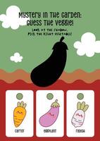 Fun printable worksheet with vegetable shadows for kids to guess and enhance early visual recognition vector