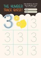 Kids vocabulary learning worksheet in cute kawaii style with colorful objects to circle and write their names vector