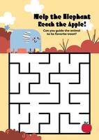 Cute and colorful worksheet where kids trace a maze to match animals with food supporting learning through play vector