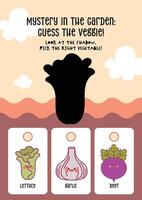 Fun printable worksheet with colorful vegetable shadows to help kids build recognition skills vector