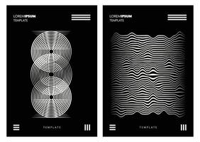 Abstract graphic wallpaper set with repeated line patterns in monochrome shades ideal for modern backgrounds textures and design elements vector