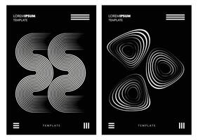 Set of monochrome abstract graphic wallpapers featuring repeated lines ideal for design elements backgrounds and modern textures vector