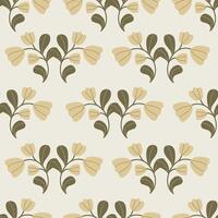 Seamless botanical pattern featuring stylized floral branches and leaves on a cream background. Elegant and minimal design natural, vintage-inspired aesthetic. Subtle color palette and organic vector