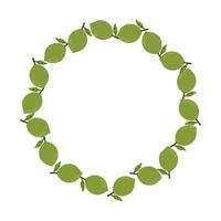 A wreath with limes and leaves arranged in a circle. Bright and fresh citrus design perfect for summer themes, tropical backgrounds and food packaging vector
