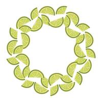 A wreath with sliced green limes arranged in a circle. Bright and fresh citrus design perfect for summer themes, tropical backgrounds, food packaging vector