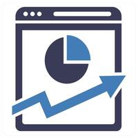 Analysis and stats icon in blue color vector