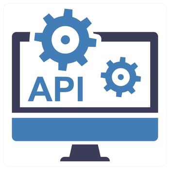 API Configuration icon concept in blue color vector