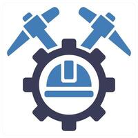Bitcoin Mining icon concept in blue color vector