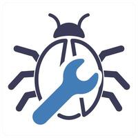 Bug Fixing icon concept in blue color vector