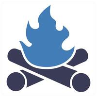 Camp Fire icon concept in blue color vector