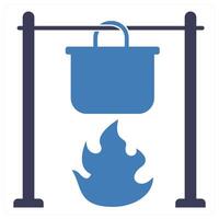Camp Cooking icon concept in blue color vector