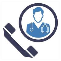 Call a doctor icon concept in blue color vector