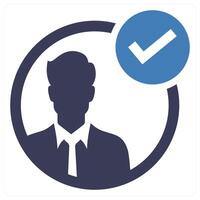 Correct User icon concept in blue color vector