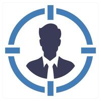 Customer Focus icon concept in blue color vector