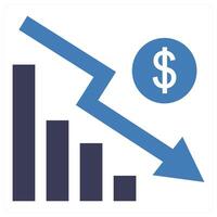 Falling Economy icon concept in blue color vector