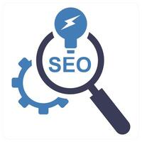 Find SEO Solution icon concept in blue color vector