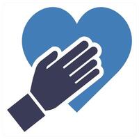 Heart Touching icon concept in blue color vector