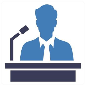 conferencia y habla icono concepto en azul color vector