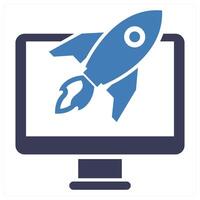 Launch concept in blue color vector