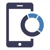 Mobile Graphical Report icon concept in blue color vector