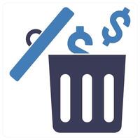 Money Waste icon concept in blue color vector