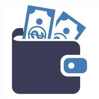 Money in Wallet icon concept in blue color vector