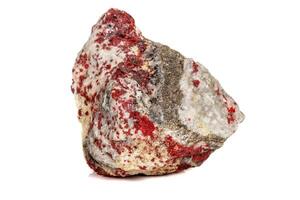 Macro stone mineral, Cinnabar on a white background photo