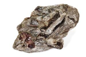 Macro stone, Garnet mineral in rock on a white background photo