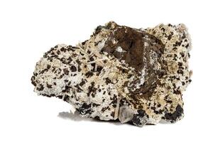 Macro stone, Pyrite mineral in rock on a white background photo