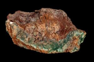 Macro of a stone, Chrysoprase mineral on a black background photo