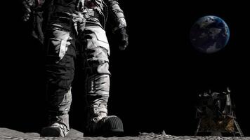 Astronaut on the moon. 3d rendering. NOT AI. video