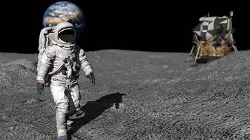 astronaut walk on the moon. 3d rendering. NOT AI. video