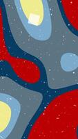 Abstract animation of colorful shapes shifting and morphing with confetti falling on a gray background, creating a dynamic backdrop. video