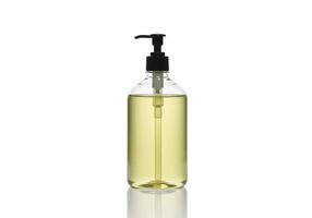 Mockup on Transparent Bottle of Liquid Soap with Pump 2 photo