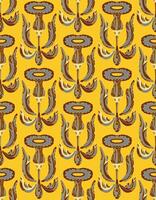 a yellow and brown pattern with a flower on it vector
